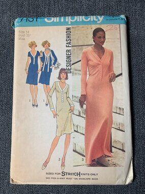 Simplicity Misses Dress Sewing Pattern Size 14 7131 Uncut